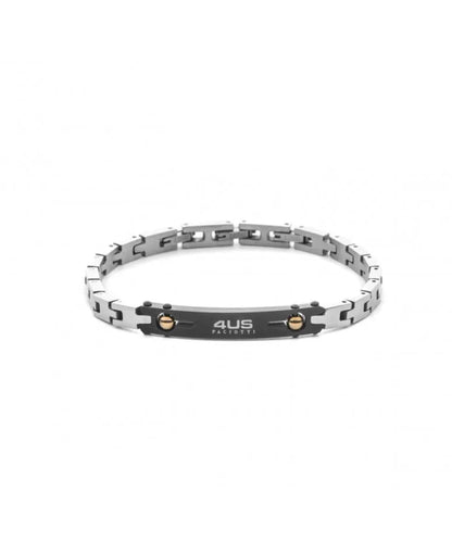Bracciale Uomo in Acciaio PVD Gun e PVD Oro Rosa - 4US