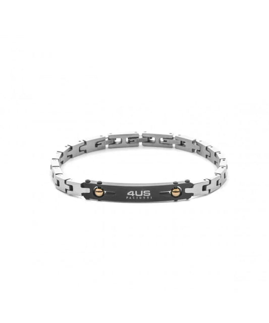 Bracciale Uomo in Acciaio PVD Gun e PVD Oro Rosa - 4US