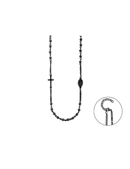 Collana Uomo Rosario in Acciaio PVD Nero e Sfera PVD Nero - 4US