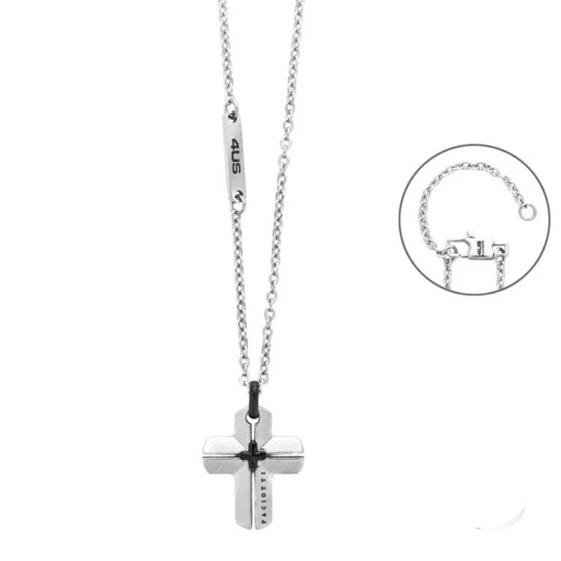 Collana Uomo Croce in Acciaio e PVD Nero - 4US