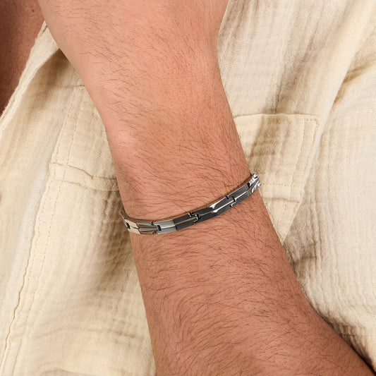 Bracciale Uomo MORELLATO Motown in Acciaio con Placca a Rilievo