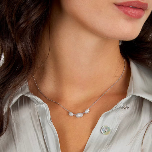 Collana Donna MORELLATO in Argento 925 con 3 Pendenti Bianchi Pavè