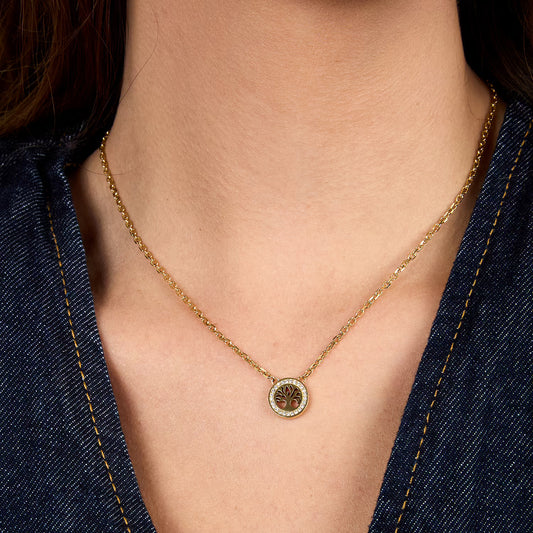Collana Donna MORELLATO in Acciaio Dorato con Pendente Albero della Vita e Zirconi