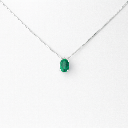 Collana in Oro Bianco 18kt con Diamante Naturale Verde - LUCCIOLE