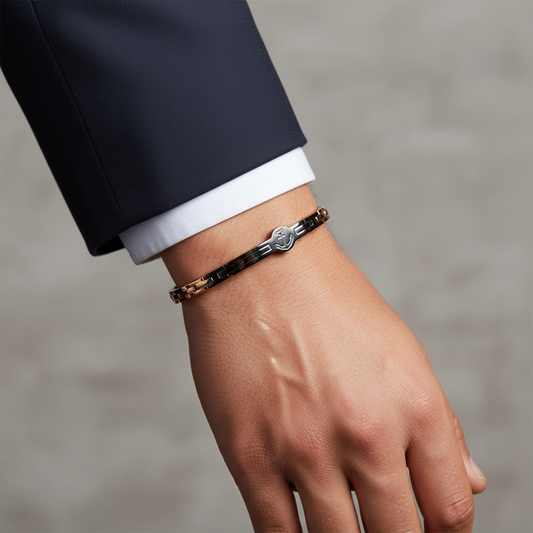 Bracciale Uomo Ancora in Acciaio Rosè e Nero - AMEN