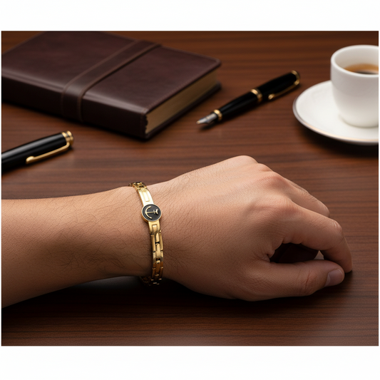 Bracciale Uomo Ancora in Acciaio Dorato - AMEN