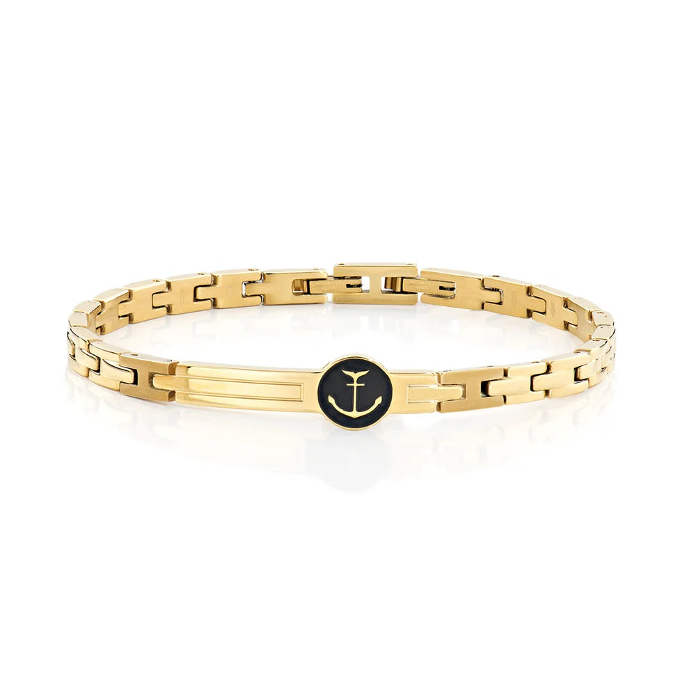 Bracciale Uomo Ancora in Acciaio Dorato - AMEN