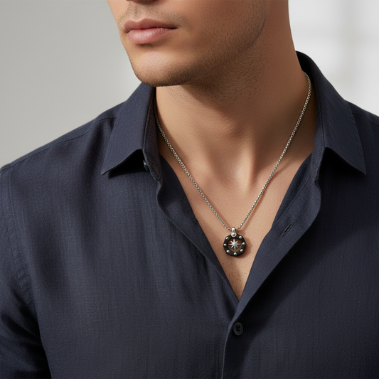 Collana Uomo Rosa dei Venti in Acciaio - AMEN