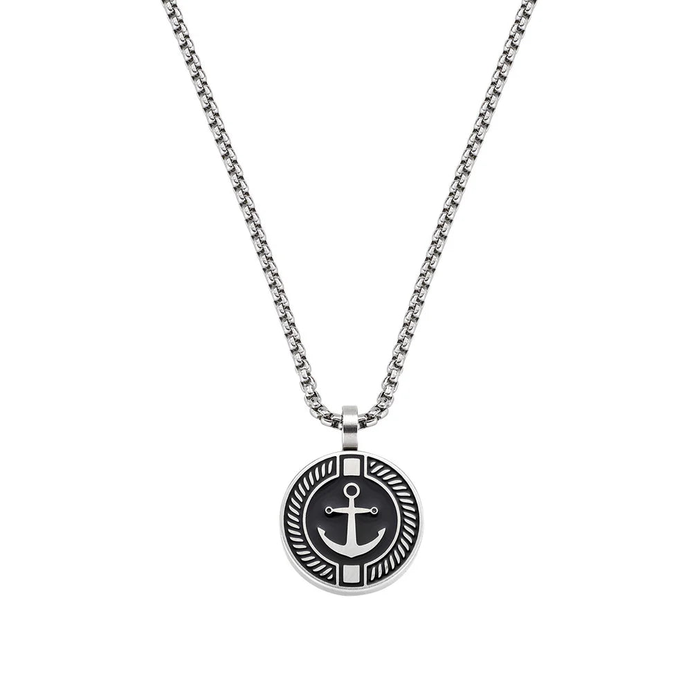 Collana Uomo Ancora Tonda in Acciaio - AMEN