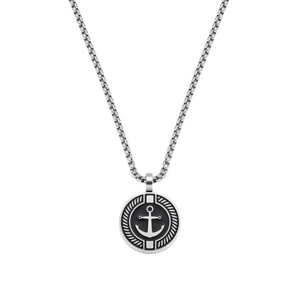 Collana Uomo Ancora Tonda in Acciaio - AMEN