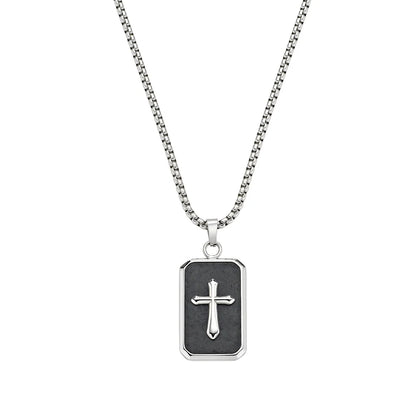 Collana Uomo Targhetta Croce in Acciaio - AMEN
