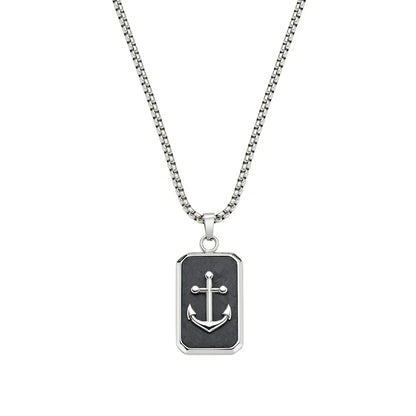 Collana Uomo Targhetta Ancora in Acciaio - AMEN