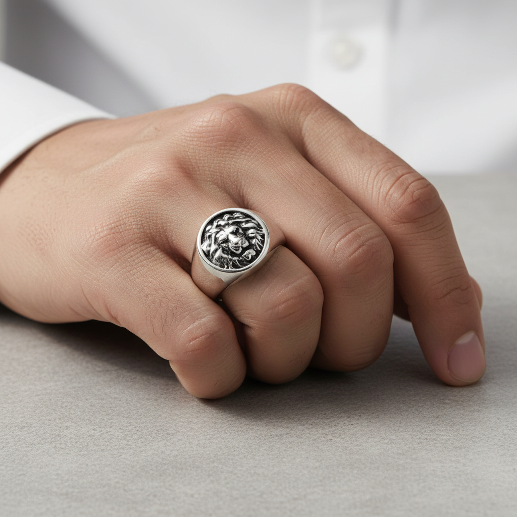 Anello Uomo Chevalier Leone in Acciaio - AMEN
