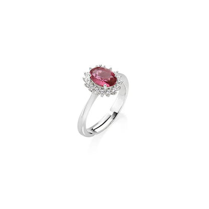 Anello Donna Lady in Argento con Pietra Rossa e Zirconi - AMEN
