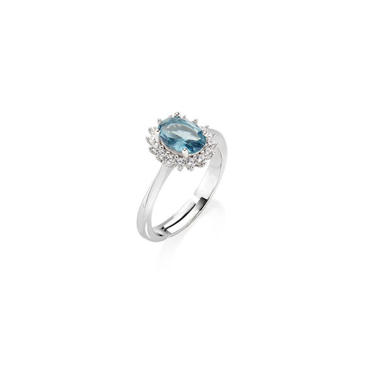 Anello Donna Lady in Argento con Pietra Azzurra e Zirconi - AMEN