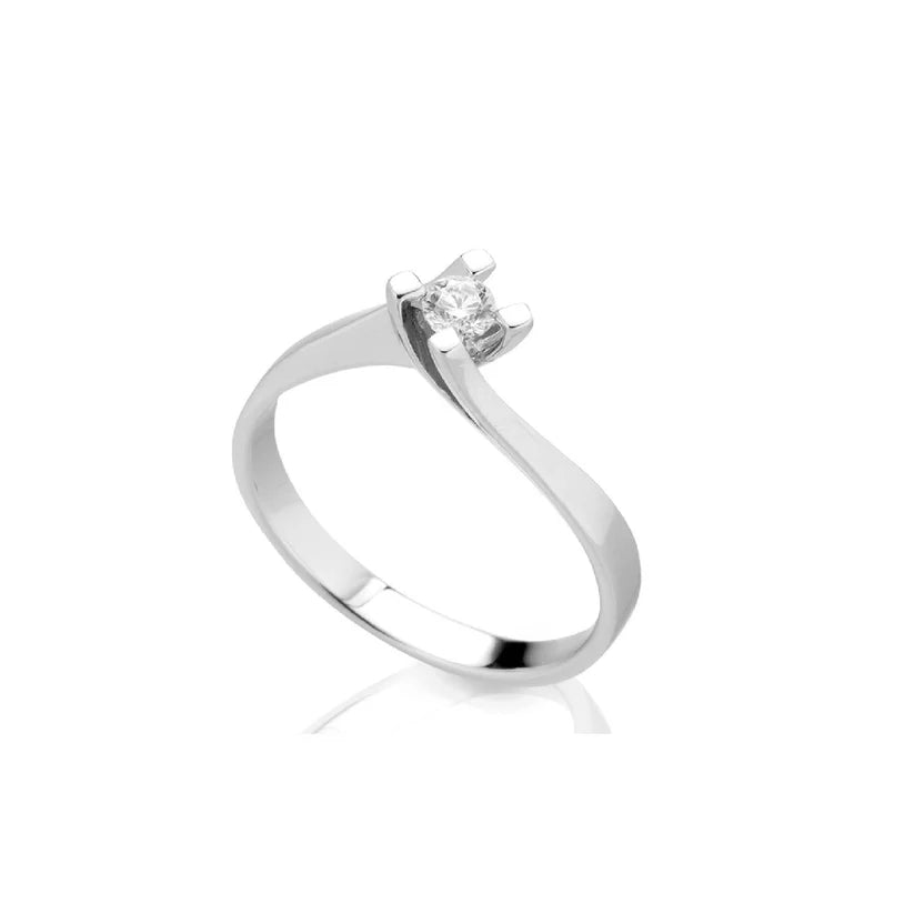 Anello Solitario in Oro Bianco 18kt - LUCCIOLE