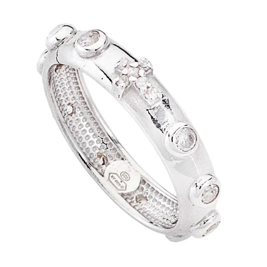 Anello Donna Rosario in Argento con Zirconi - AMEN