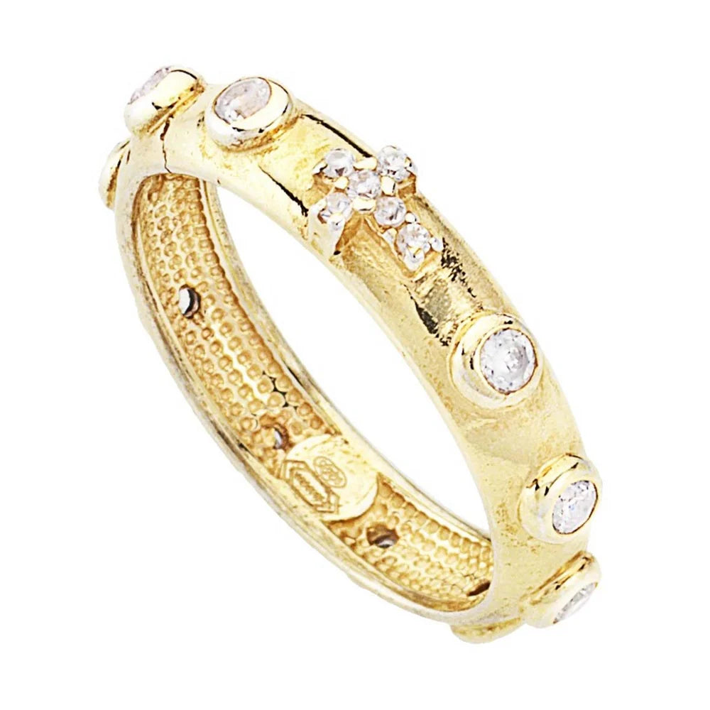 Anello Donna Rosario in Argento Dorato con Zirconi - AMEN