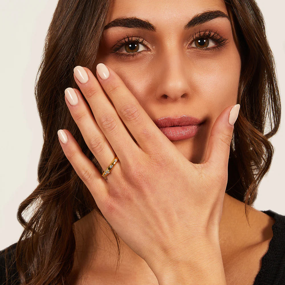 Anello Donna Rosario in Argento Dorato con Zirconi - AMEN