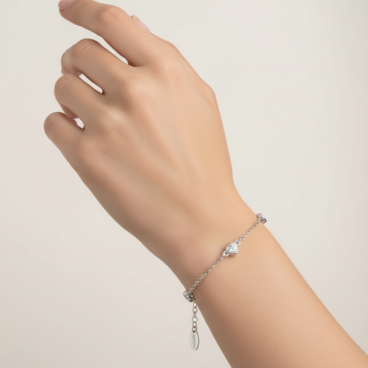 Bracciale Donna Cinque Cuori Bianchi in Argento - AMEN