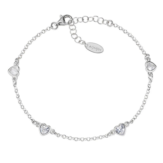 Bracciale Donna Cinque Cuori Bianchi in Argento - AMEN