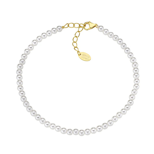 Bracciale Donna in Argento Dorato con Perle Bianche - AMEN