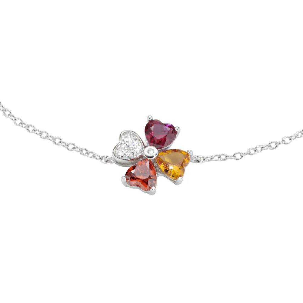 Bracciale Donna con Quadricuore Arancione Multicolor in Argento - AMEN