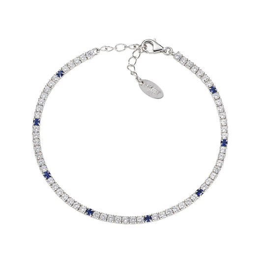 Bracciale Donna Tennis in Argento con Zirconi Bianchi e Blu - AMEN