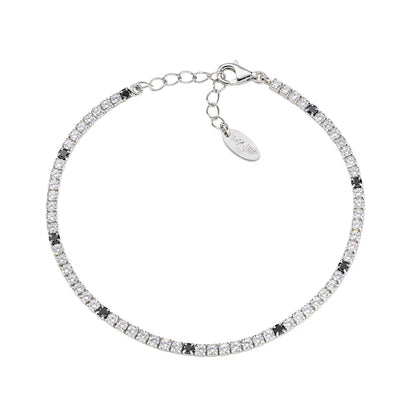 Bracciale Donna Tennis in Argento con Zirconi Bianchi e Neri - AMEN