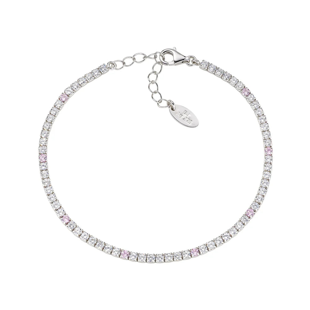 Bracciale Donna Tennis in Argento con Zirconi Bianchi e Rosa - AMEN