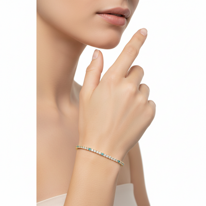 Bracciale Donna Tennis in Argento Dorato e Zirconi - AMEN