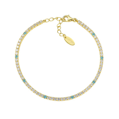 Bracciale Donna Tennis in Argento Dorato e Zirconi - AMEN