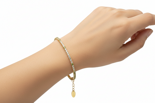 Bracciale Donna Tennis in Argento Dorato e Zirconi - AMEN