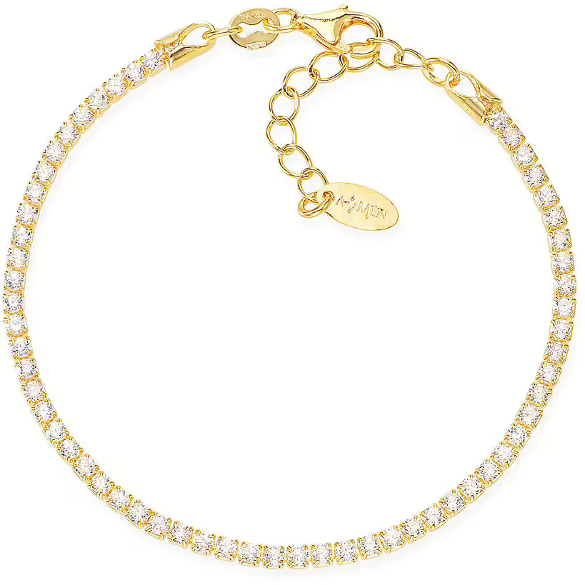 Bracciale Donna Tennis in Argento Dorato e Zirconi - AMEN
