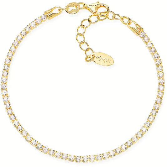 Bracciale Donna Tennis in Argento Dorato e Zirconi - AMEN