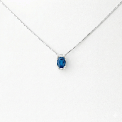 Collana in Oro Bianco 18kt con Diamante Naturale Blu - LUCCIOLE
