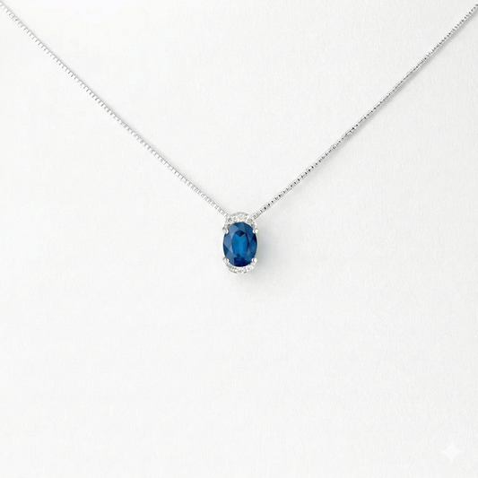 Collana in Oro Bianco 18kt con Diamante Naturale Blu - LUCCIOLE
