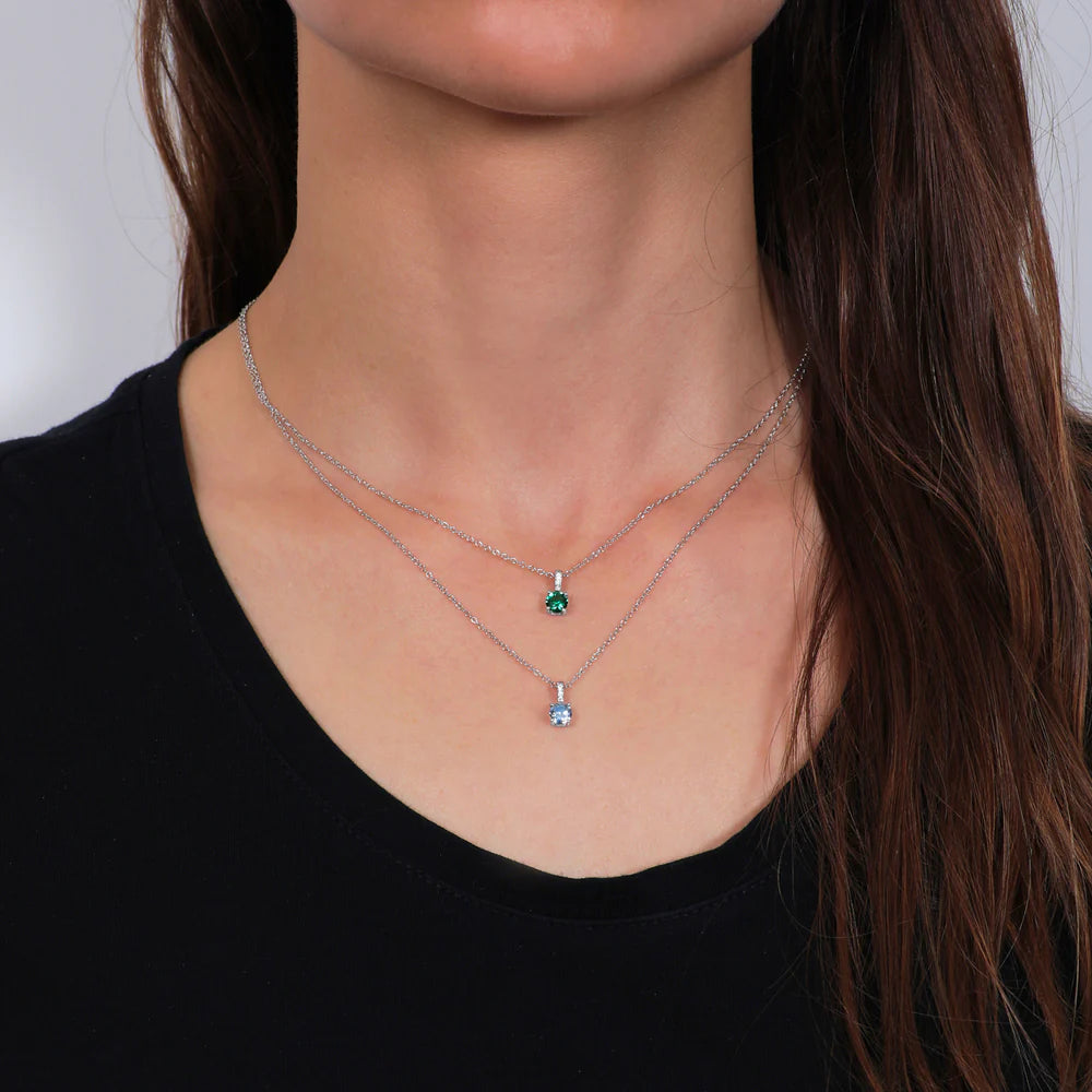 Collana Donna Punto Luce Verde in Argento - AMEN