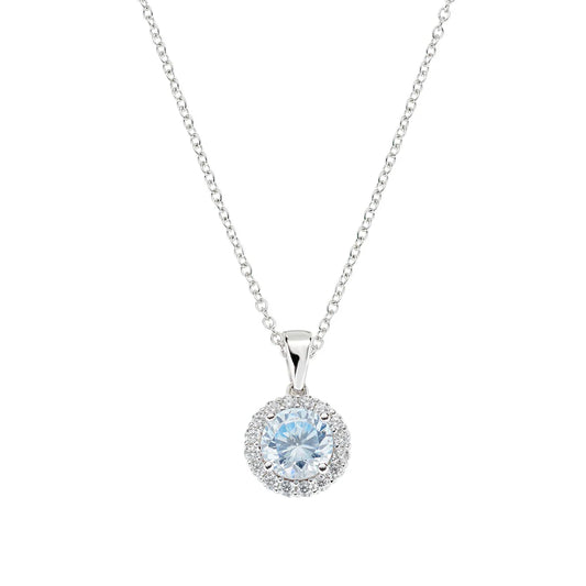Collana Donna Diamond in Argento con Zircone Acquamarina - AMEN