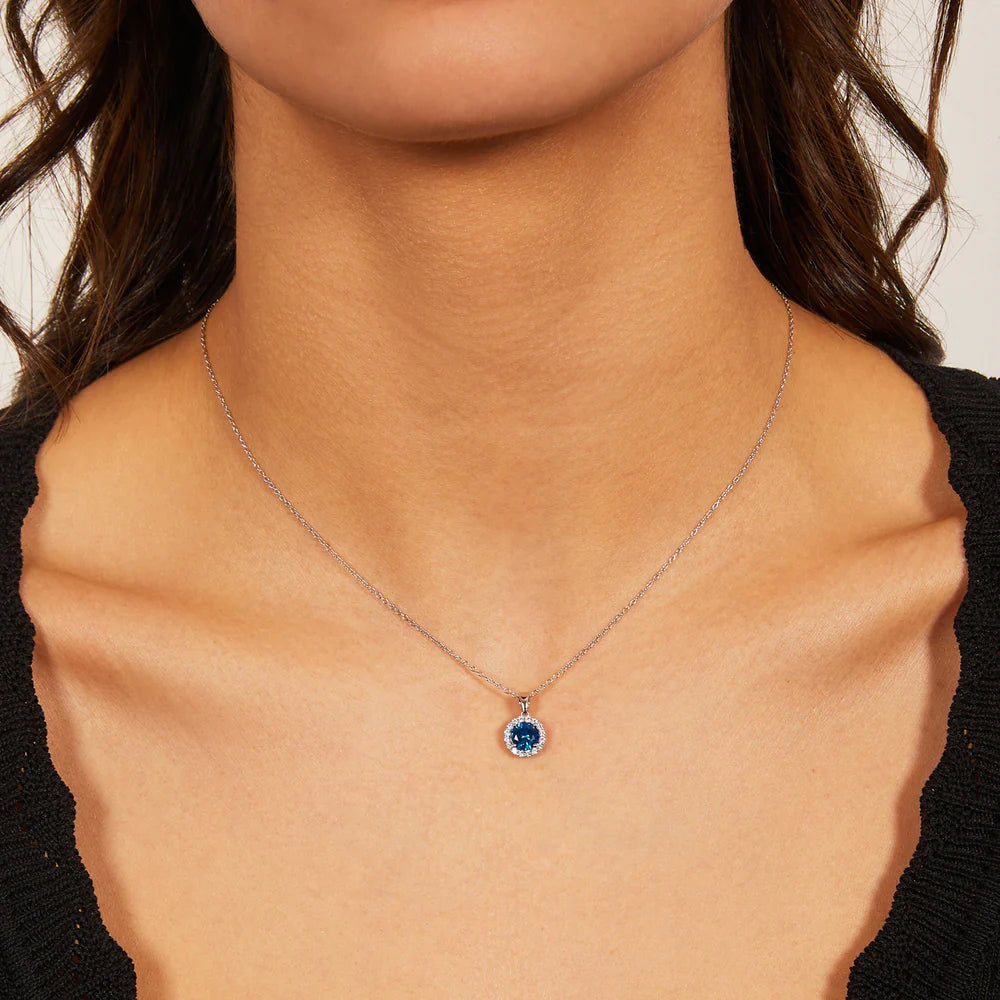 Collana Donna Diamond in Argento con Zircone Blu - AMEN