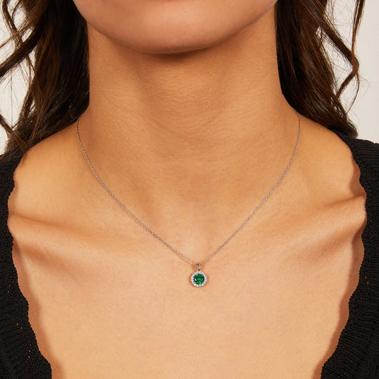 Collana Donna Diamond in Argento con Zircone Verde - AMEN