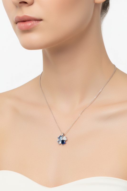 Collana Donna Quadricuore Blu Multicolor in Argento - AMEN