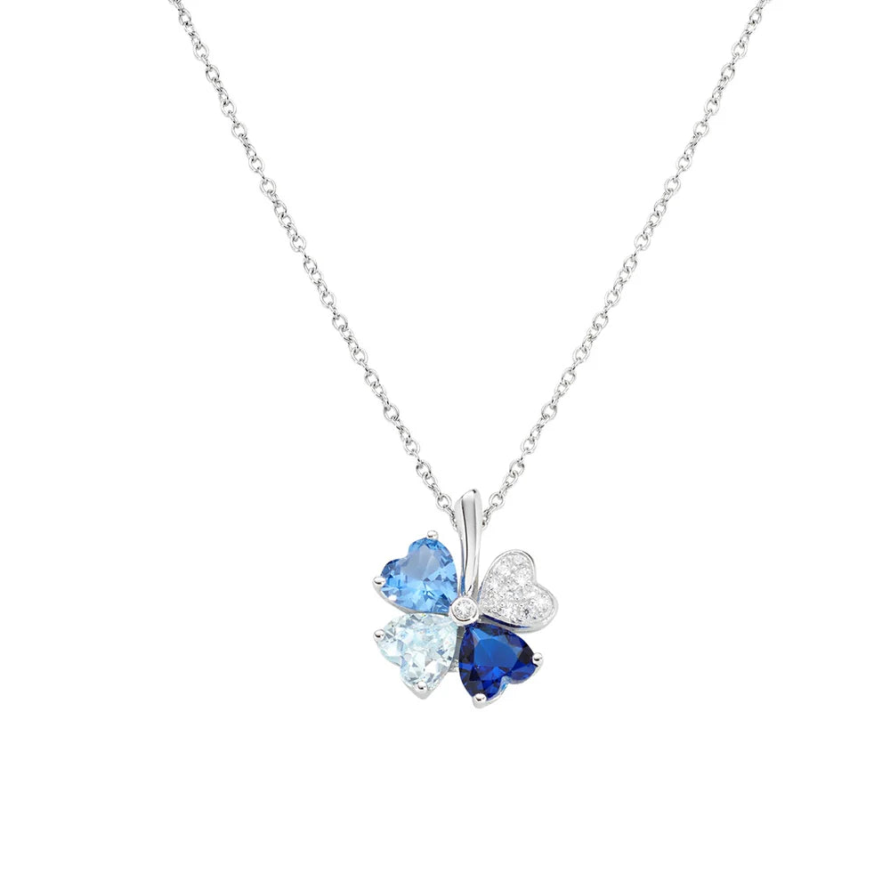 Collana Donna Quadricuore Blu Multicolor in Argento - AMEN