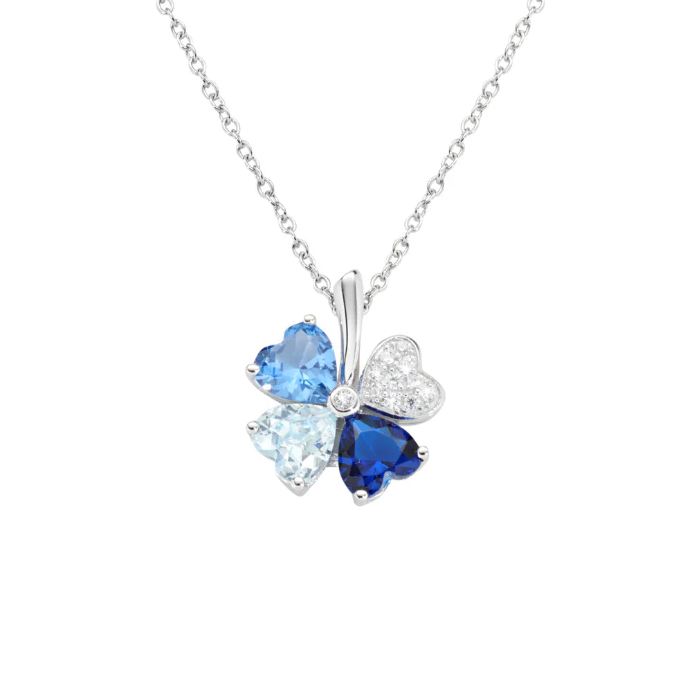 Collana Donna Quadricuore Blu Multicolor in Argento - AMEN