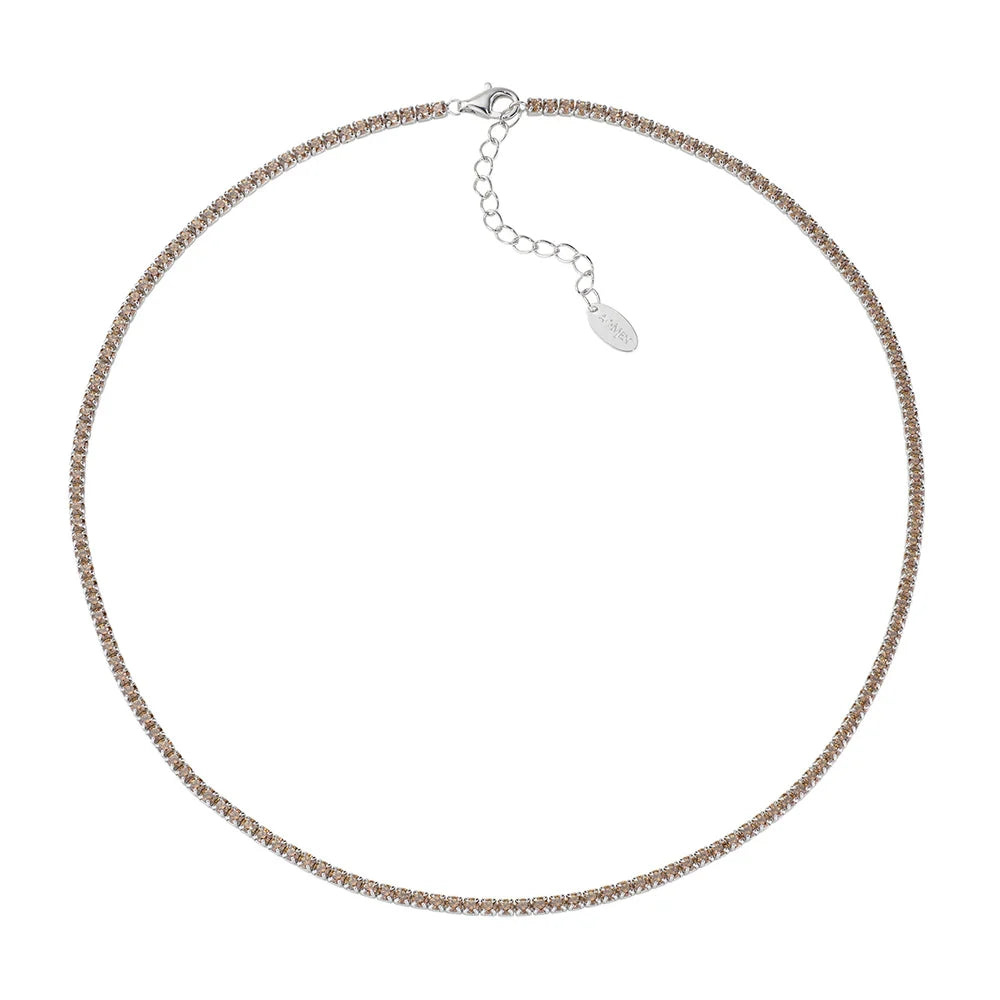 Collana Donna Tennis in Argento con Zirconi Marroni - AMEN