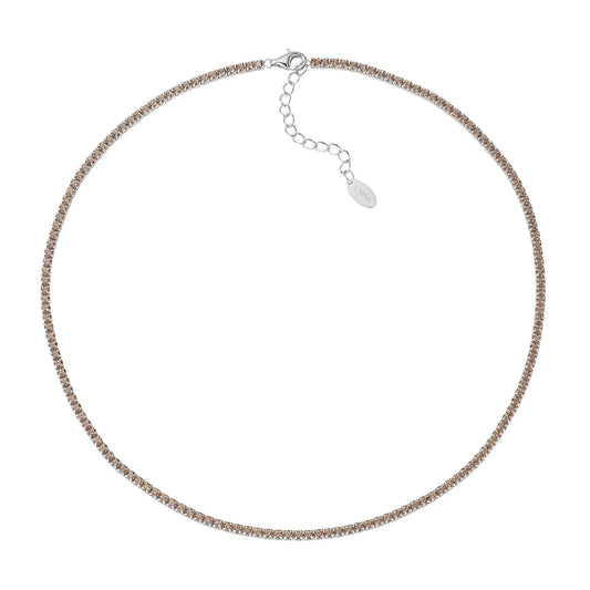 Collana Donna Tennis in Argento con Zirconi Marroni - AMEN