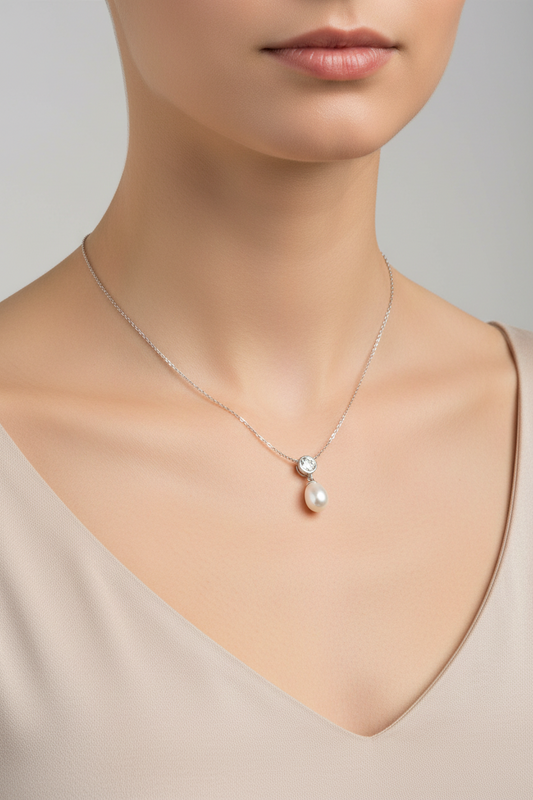 Collana Donna con Perla in Argento - AMEN