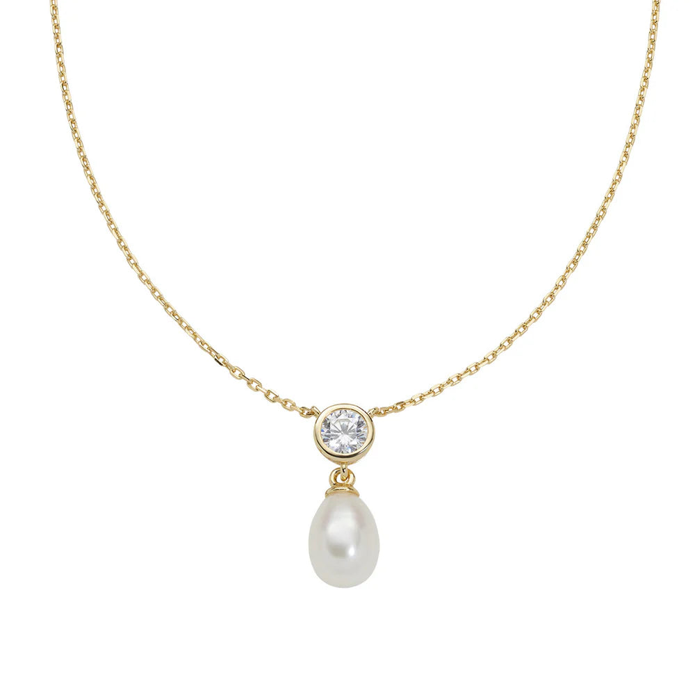 Collana Donna con Perla in Argento Dorato - AMEN