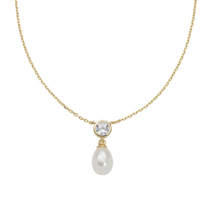 Collana Donna con Perla in Argento Dorato - AMEN