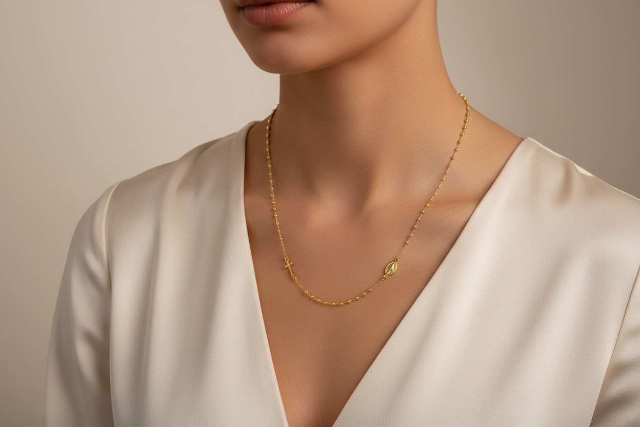 Collana Donna Rosario in Argento Dorato - AMEN